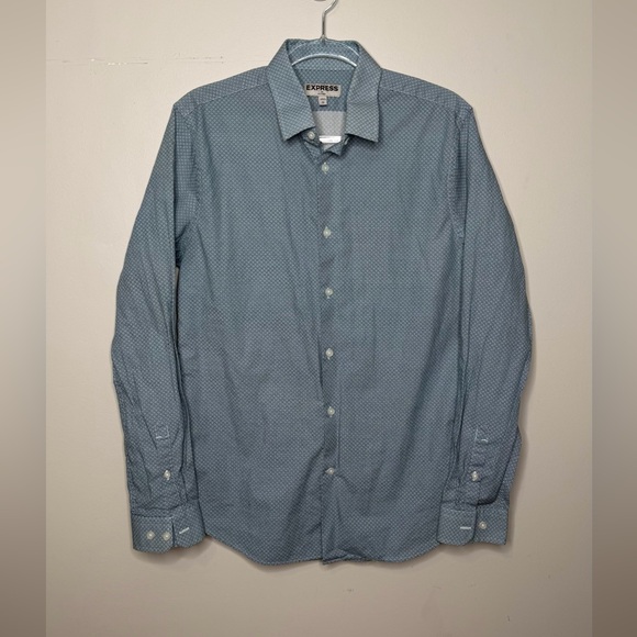 Express Other - Express Men's Light Blue Micro-Pattern Dress Shirt Button Down Medium